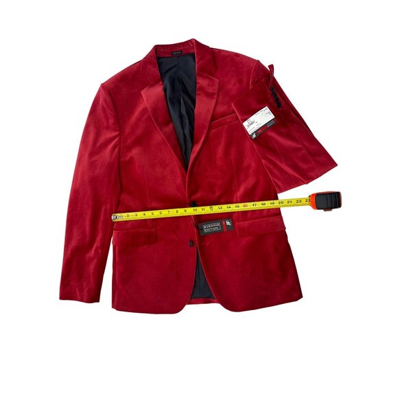 Jf J.Ferrar Red Slim Fit Evening Edition Velvet Mens Blazer Jacket 42L - Picture 2 of 6